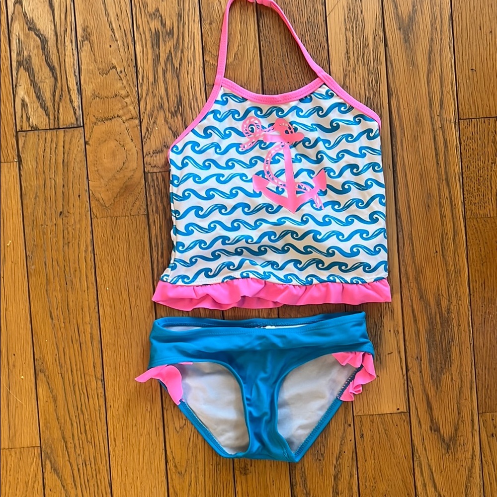 Kids Swim Set with Anchor Design - Blue and Pink